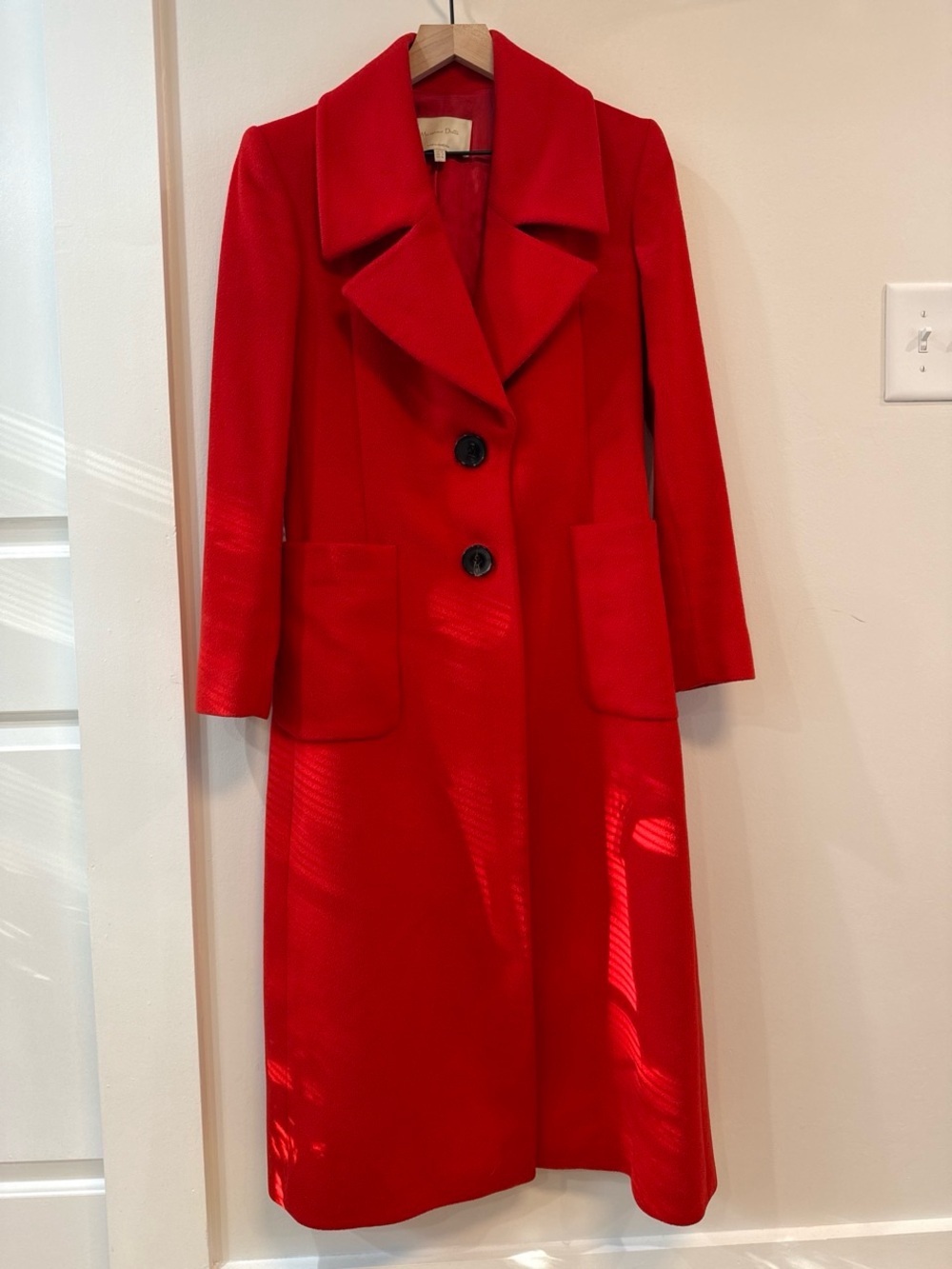 Massimo Dutti Red Long Trench Coat with Notched Collar